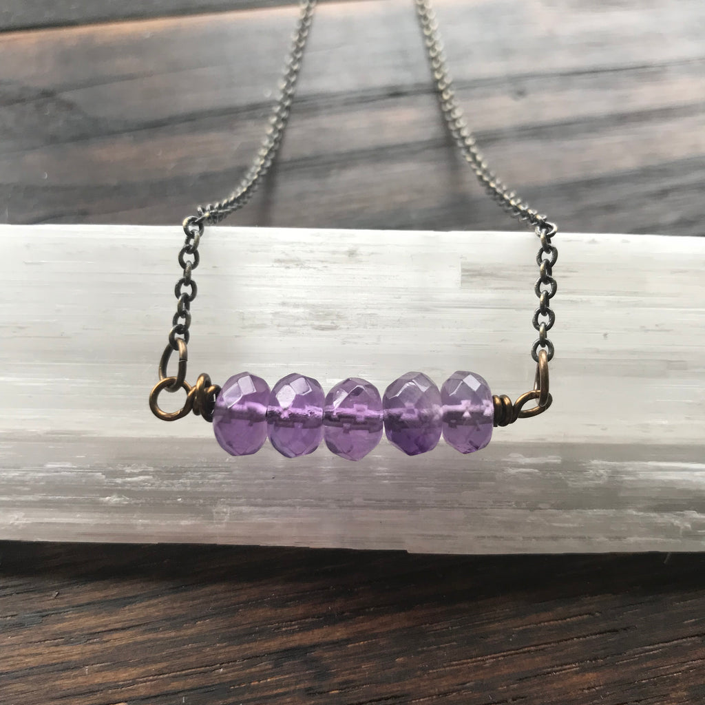 amethyst five deep breaths necklace {small}